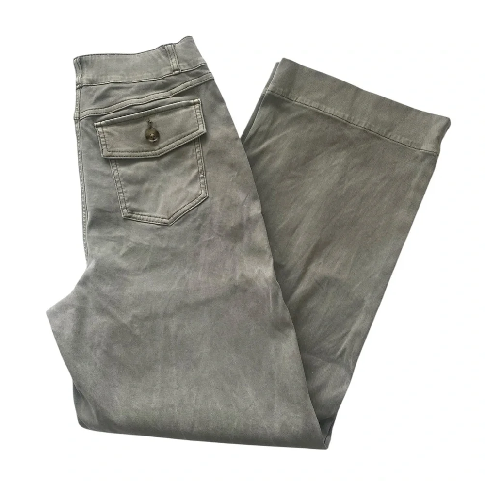 SPANX Light Green Wide Leg Cropped Utility Pants - Picture 1 of 11